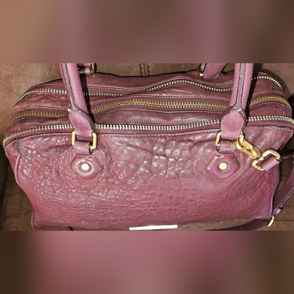 Marc Jacobs Washed up Lauren Burgundy Distressed Leather Satchel Crossbody Bag - Picture 5 of 16